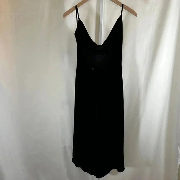 Velvet Like Spaghetti Strap Dress Size Medium Black Formal - Picture 2 of 8